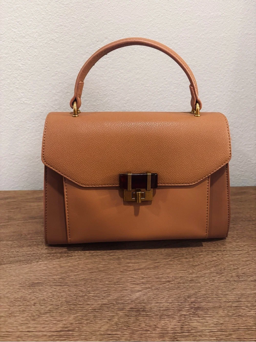 Tan/ Cognac Vegan Leather Top-Handle Women's Satchel